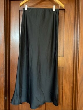 Women’s Black Satin Maxi Skirt